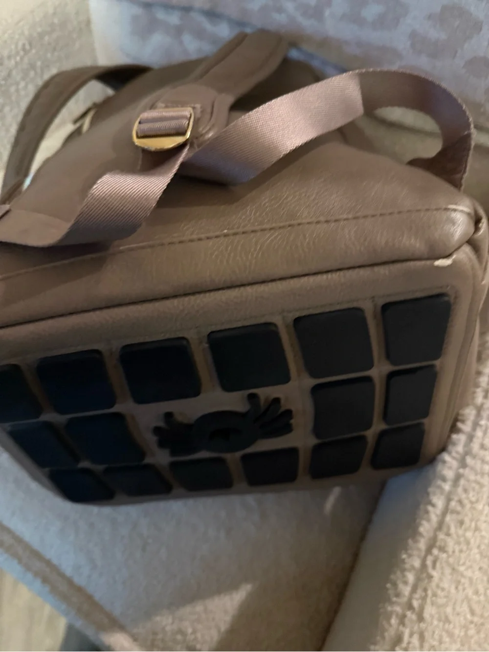 Itzy Ritzy Taupe & Cream Herringbone Accent Backpack